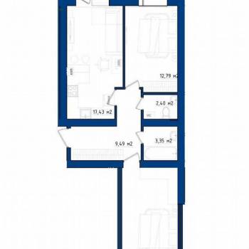 Продается 1-комнатная квартира, 63,5 м²