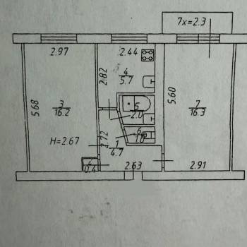 Продается 2-х комнатная квартира, 46,3 м²