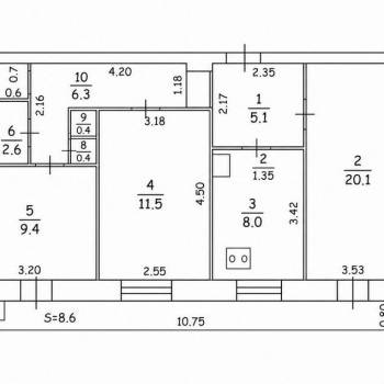 Продается 3-х комнатная квартира, 65 м²