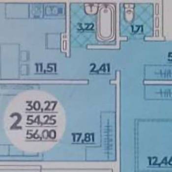 Продается 2-х комнатная квартира, 56 м²