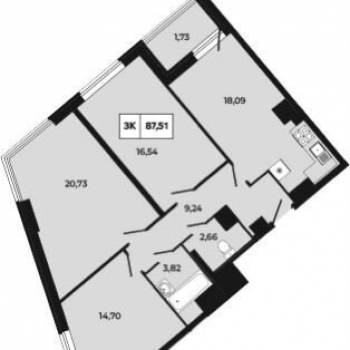 Продается 3-х комнатная квартира, 87,5 м²