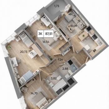 Продается 3-х комнатная квартира, 87,5 м²
