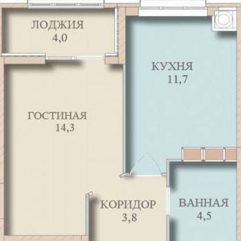 Продается 1-комнатная квартира, 34,3 м²