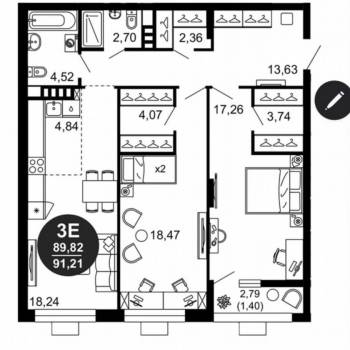 Продается 3-х комнатная квартира, 92,3 м²