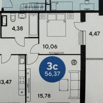 Продается 2-х комнатная квартира, 60 м²