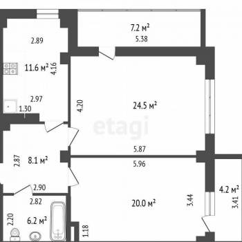Сдается 2-х комнатная квартира, 81 м²