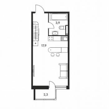 Продается 1-комнатная квартира, 21,8 м²