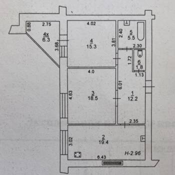 Продается 2-х комнатная квартира, 72,7 м²