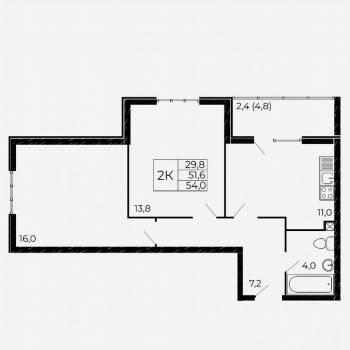 Продается 2-х комнатная квартира, 56,5 м²