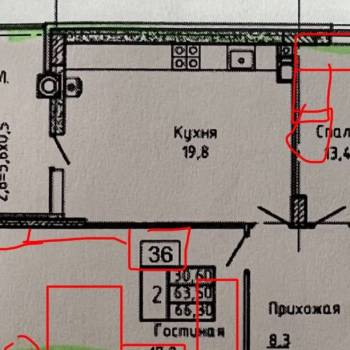 Сдается 2-х комнатная квартира, 63,3 м²