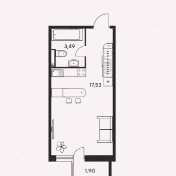 Продается 1-комнатная квартира, 24,2 м²