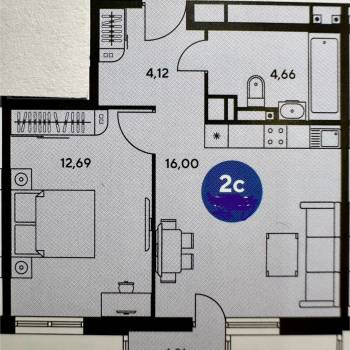 Продается 1-комнатная квартира, 37,4 м²