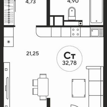 Сдается 1-комнатная квартира, 33 м²