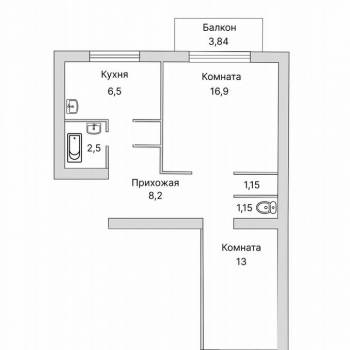 Продается 2-х комнатная квартира, 51 м²