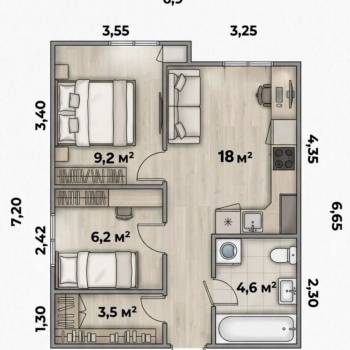 Продается 2-х комнатная квартира, 41,5 м²