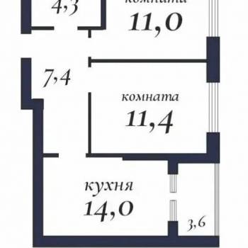Продается 2-х комнатная квартира, 51 м²