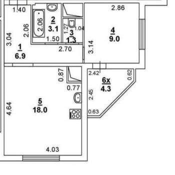 Продается 1-комнатная квартира, 38,3 м²