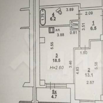 Продается 2-х комнатная квартира, 50 м²