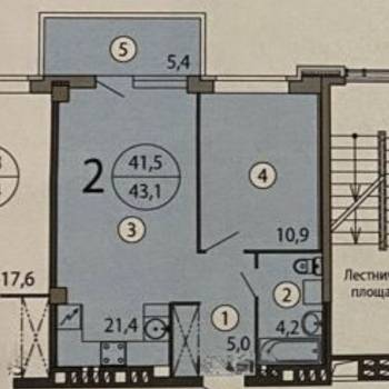 Продается 1-комнатная квартира, 43 м²