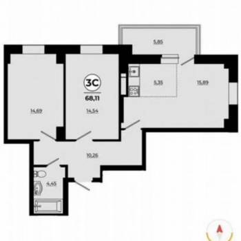 Продается 3-х комнатная квартира, 68 м²