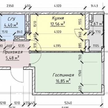 Продается 1-комнатная квартира, 46 м²