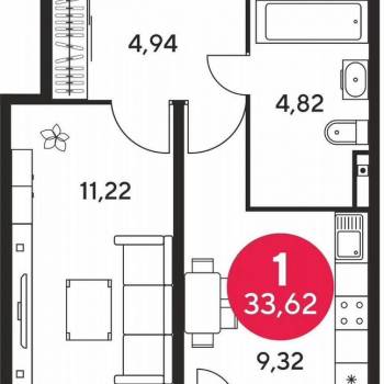 Продается 1-комнатная квартира, 30,3 м²