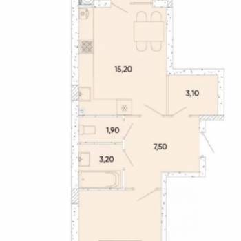 Продается 1-комнатная квартира, 52 м²