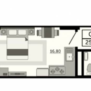 Продается 1-комнатная квартира, 24,9 м²