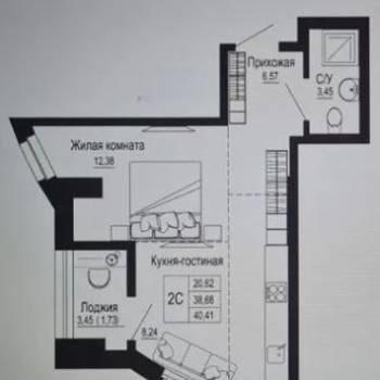Продается 1-комнатная квартира, 40 м²