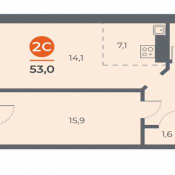 Продается 2-х комнатная квартира, 51,8 м²