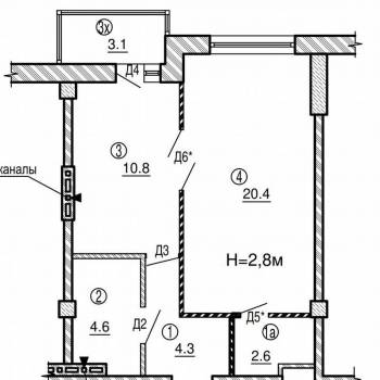 Продается 1-комнатная квартира, 43 м²
