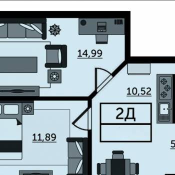 Продается 2-х комнатная квартира, 51,5 м²