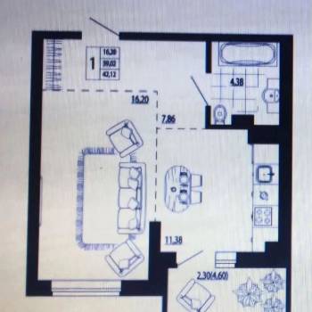 Сдается 2-х комнатная квартира, 42 м²