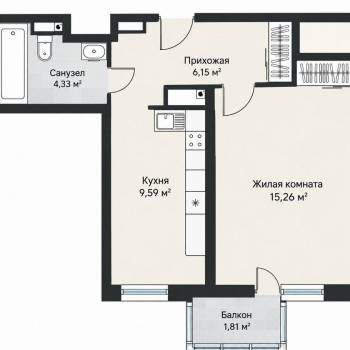 Сдается 1-комнатная квартира, 37 м²