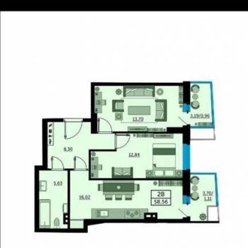 Сдается 2-х комнатная квартира, 58 м²