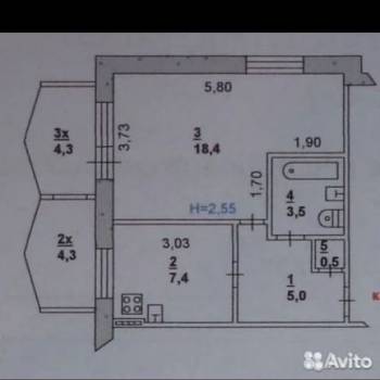 Продается 1-комнатная квартира, 39,5 м²