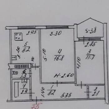 Продается 2-х комнатная квартира, 53,1 м²