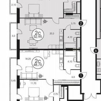Продается 2-х комнатная квартира, 53 м²