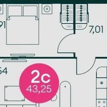 Продается 2-х комнатная квартира, 44 м²
