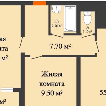 Сдается 2-х комнатная квартира, 53 м²