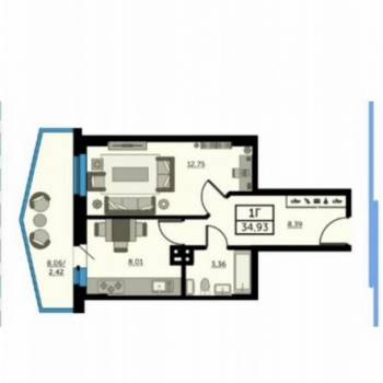 Продается 1-комнатная квартира, 32,2 м²