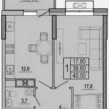 Сдается 1-комнатная квартира, 40 м²