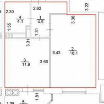 Продается 1-комнатная квартира, 41,5 м²