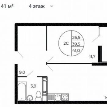 Продается 1-комнатная квартира, 41 м²