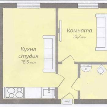 Продается 1-комнатная квартира, 35,5 м²