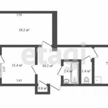Продается 2-х комнатная квартира, 57,5 м²