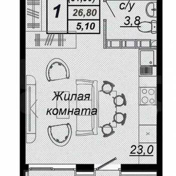 Продается 1-комнатная квартира, 31,9 м²