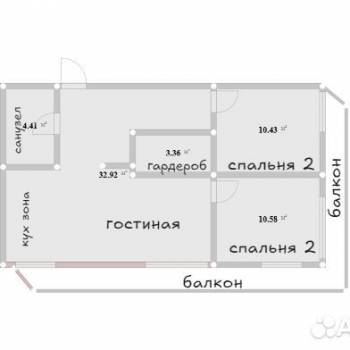 Сдается 2-х комнатная квартира, 66 м²