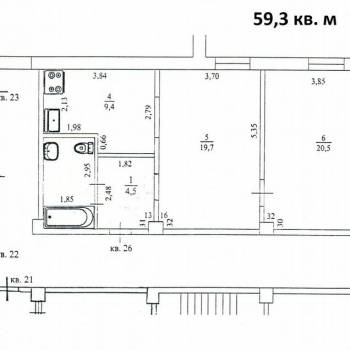 Сдается 2-х комнатная квартира, 59,3 м²