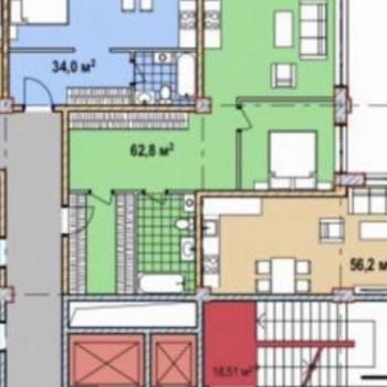 Продается 1-комнатная квартира, 62,8 м²